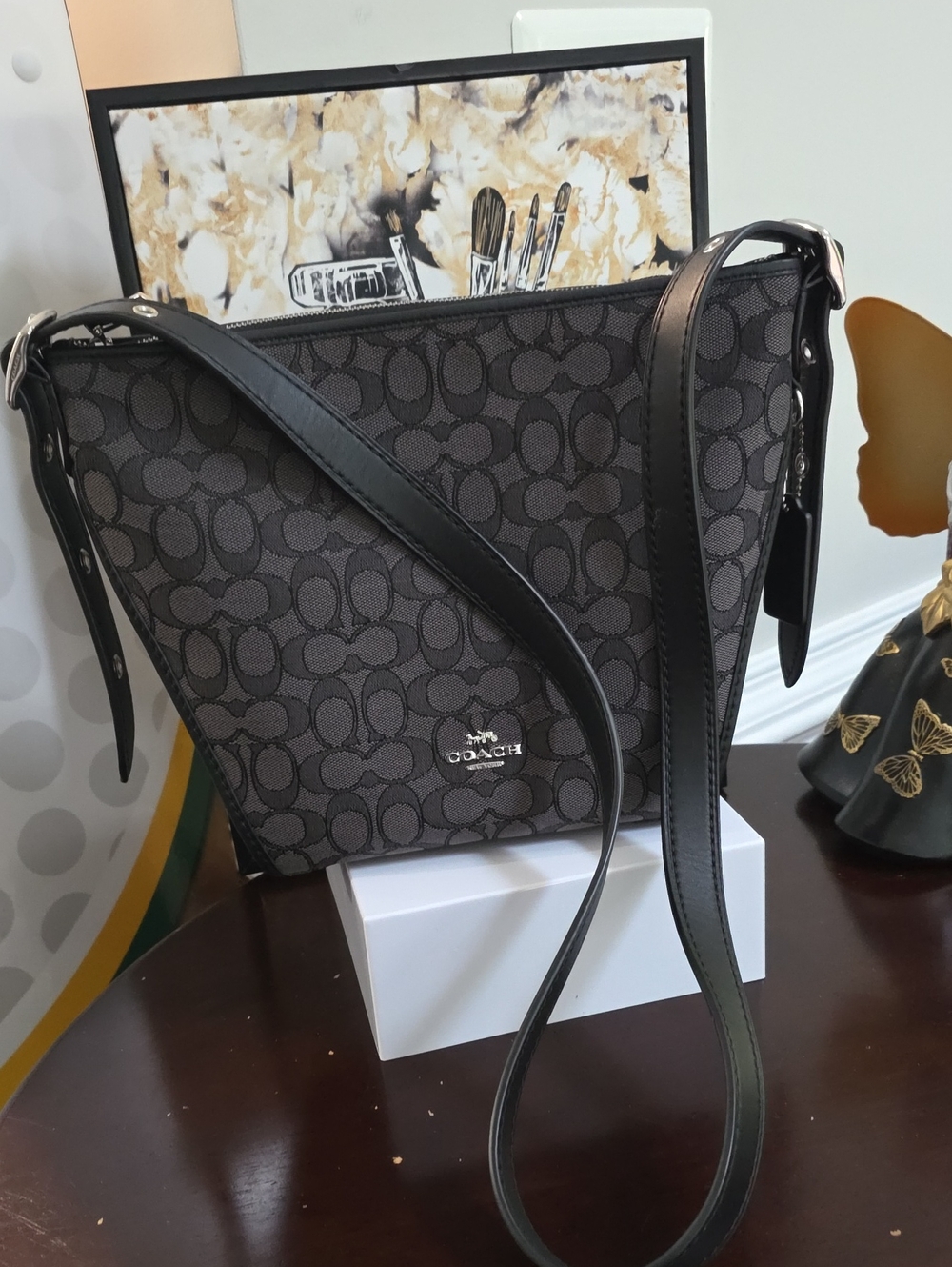 Coach Small Dufflette signature jacquard Print Like New